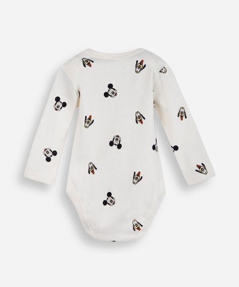 body infantil de algodão mickey bege