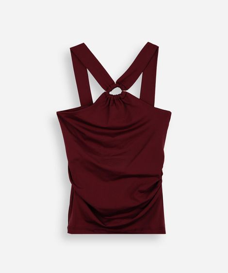 blusa juvenil de poliamida franzida vinho