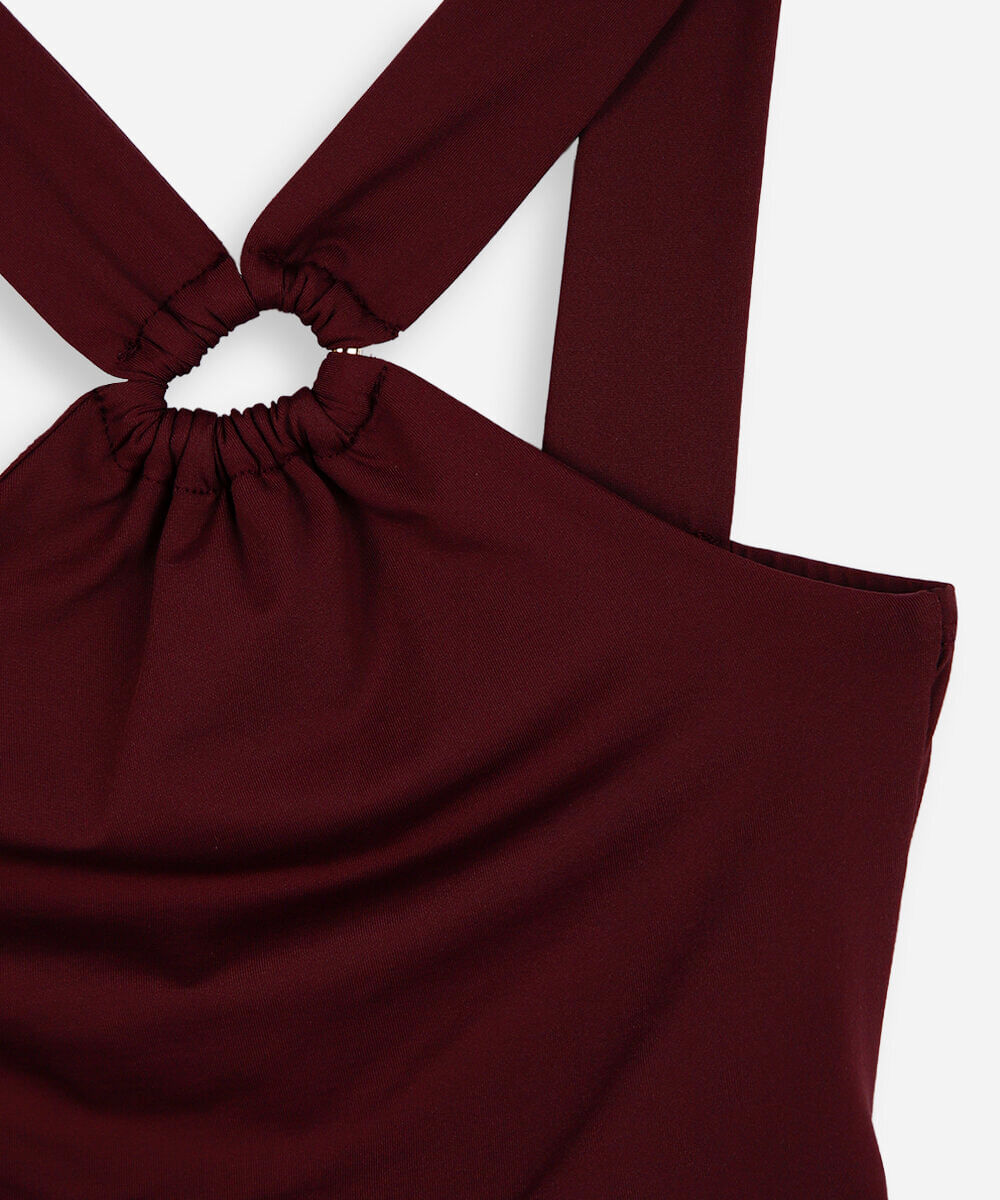 blusa juvenil de poliamida franzida vinho