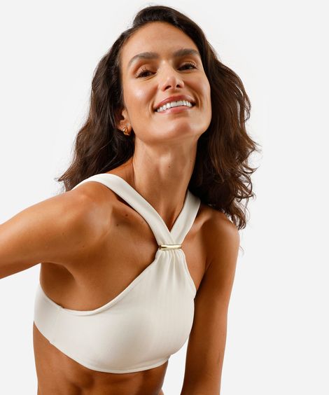 top de biquíni halterneck off white