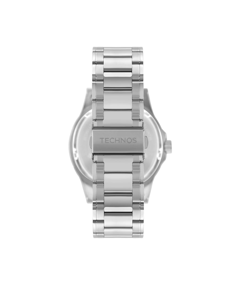 relógio masculino technos analógico calendário 2115ubb 1p prateado