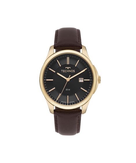 relógio masculino technos analógico calendário 2115tyh 0m dourado