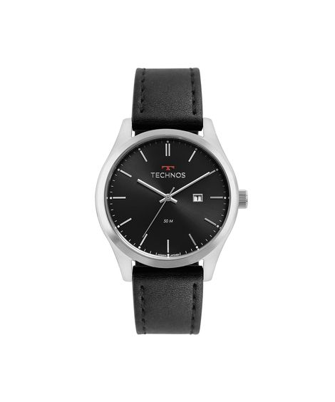 relógio masculino technos analógico calendário 2115msgs 0p prateado