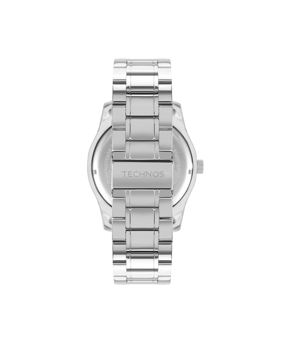 relógio masculino technos analógico calendário 2115ksm 1a prateado
