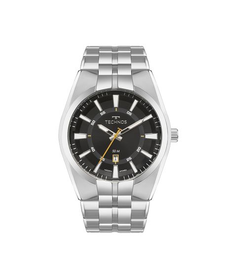 relógio masculino technos analógico calendário 2115txi 1p prateado
