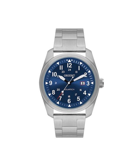 relógio masculino orient analógico calendário mbss1447 d2sx prateado