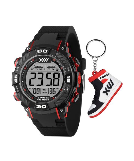 kit relógio masculino x watch digital xmppd795 k0bpbxpx preto