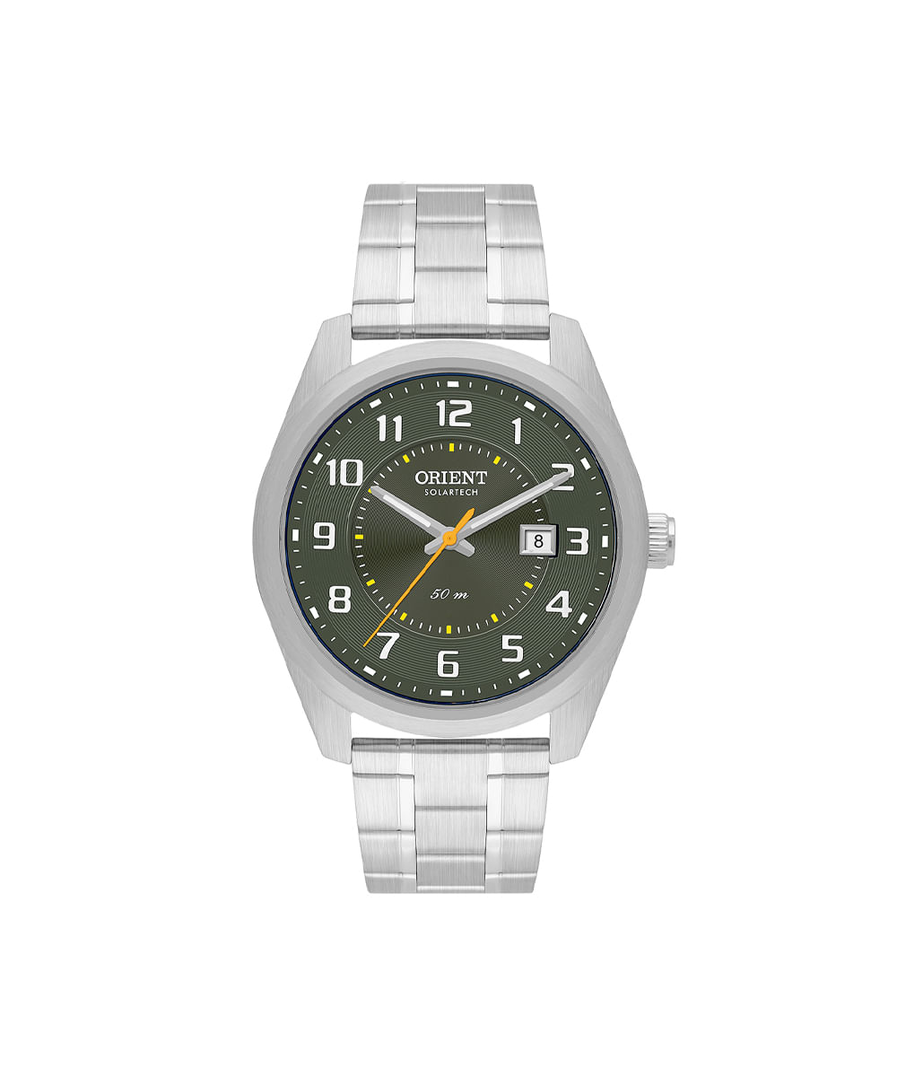 relógio masculino orient analógico calendário mbss1496 e2sx prateado