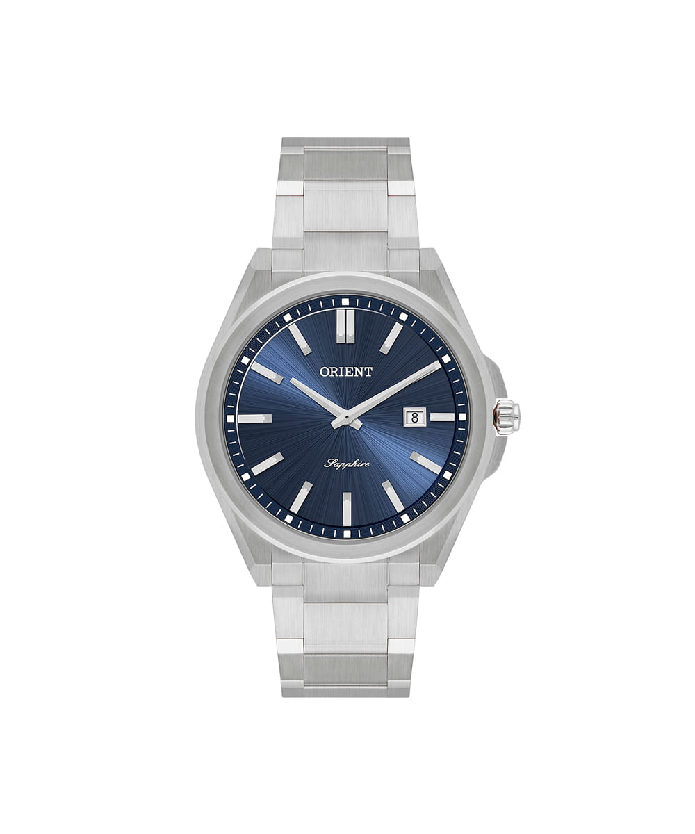 relógio masculino orient analógico calendário mbss1512 d1sx prateado