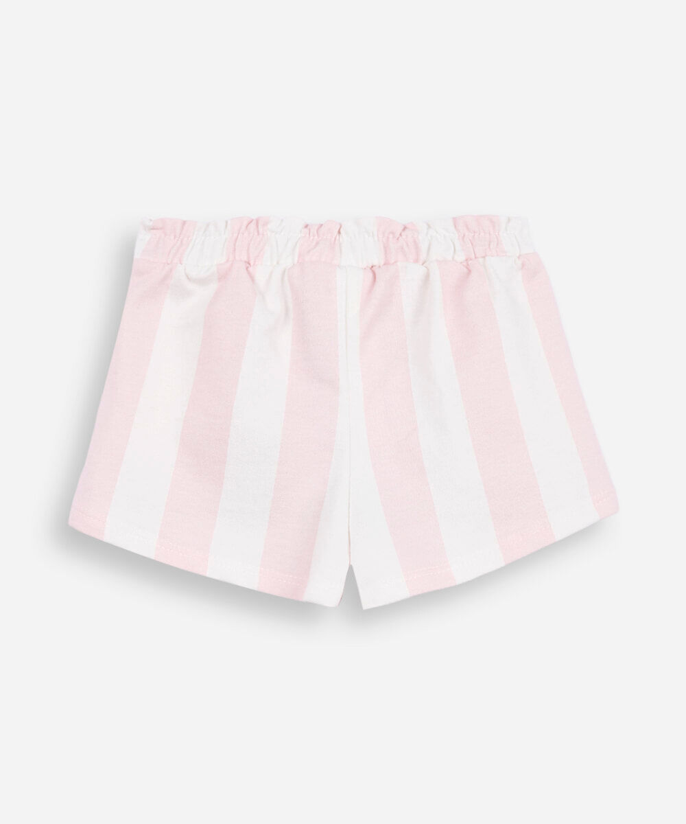 short infantil de moletom listrado rosa