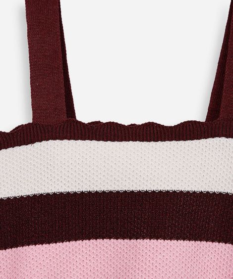 cropped juvenil de tricot listrado marrom