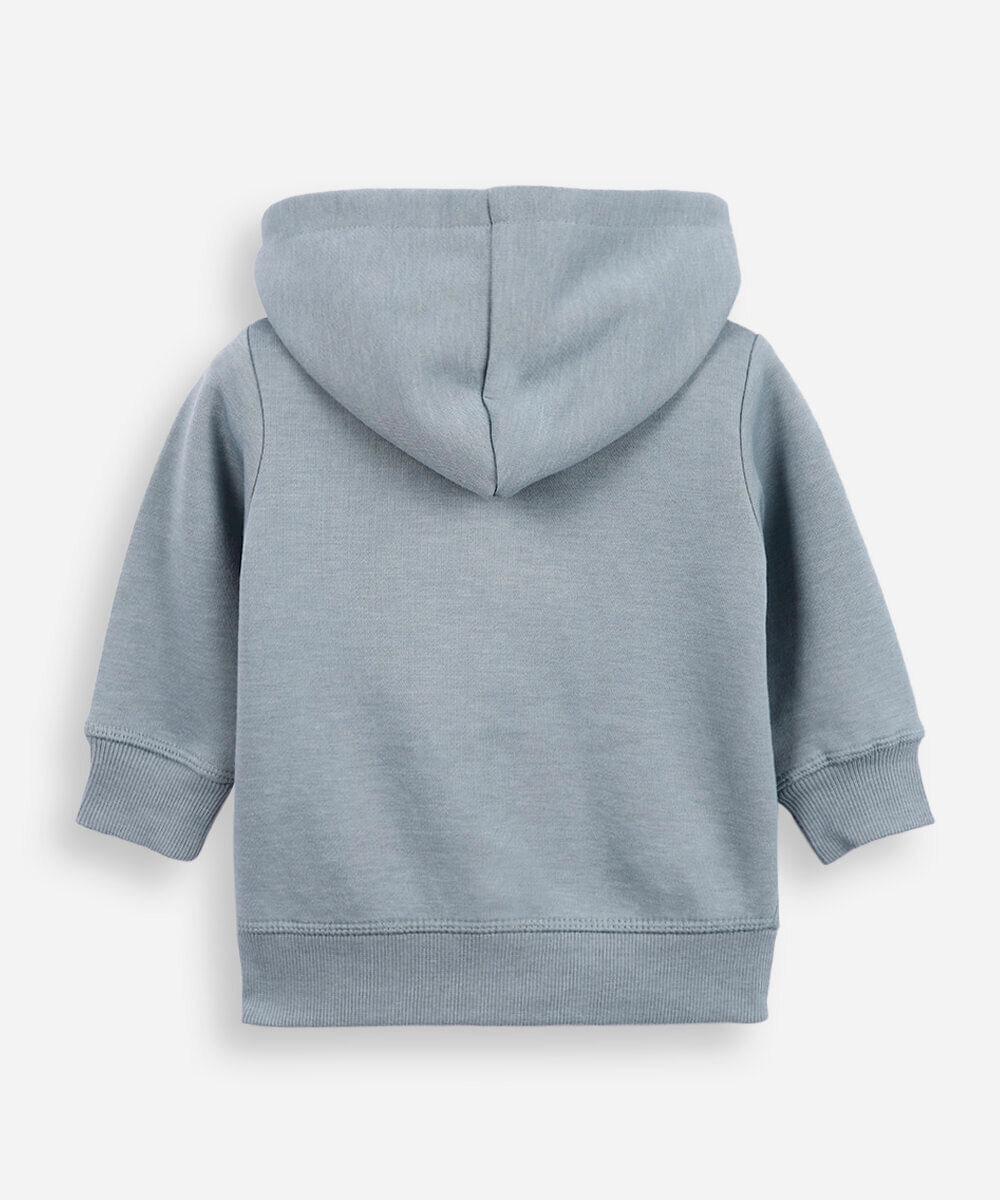 blusão infantil de moletom com capuz e bolso verde