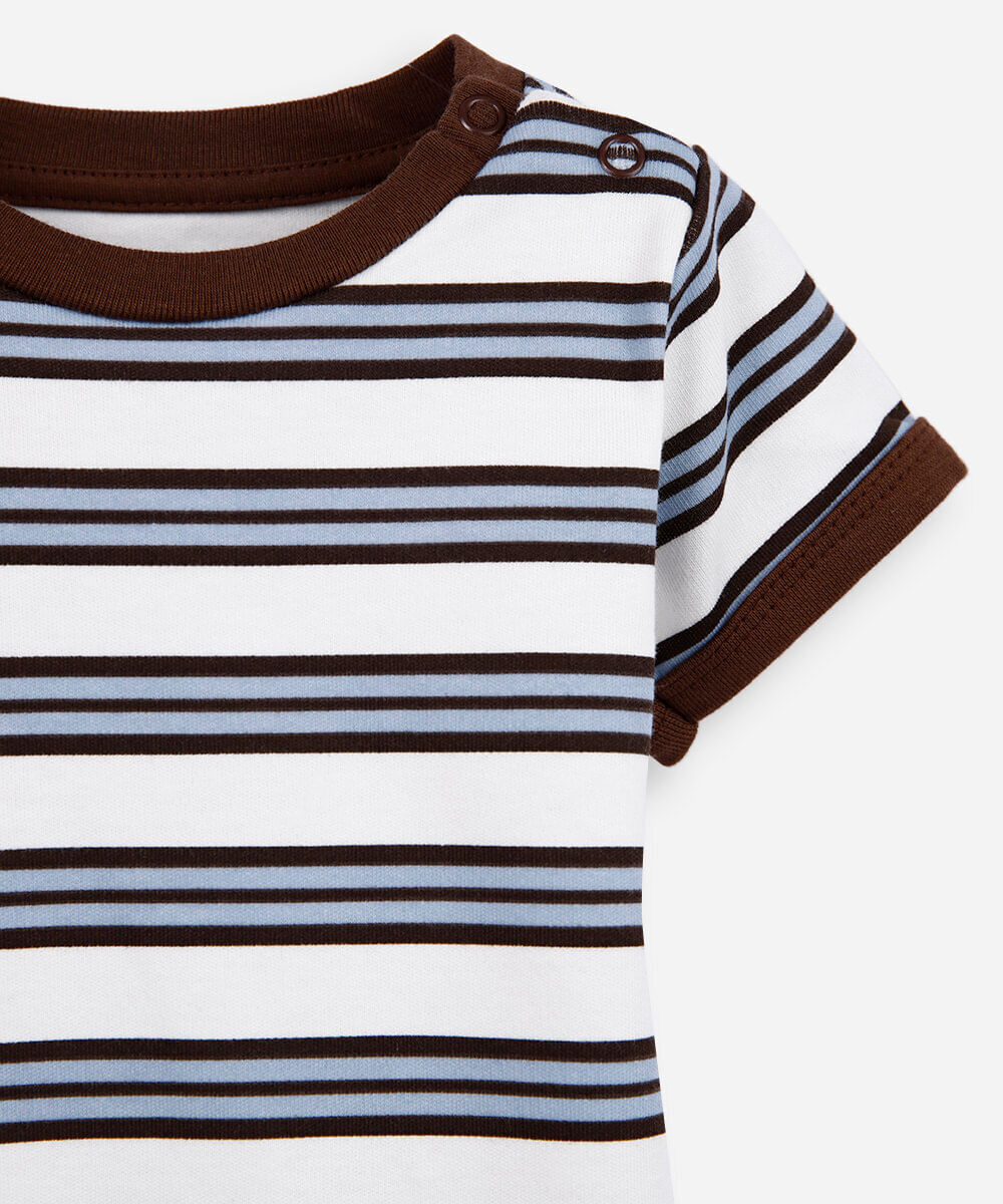 body infantil de algodão listrado colorido