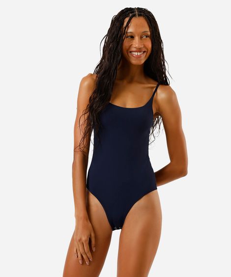 body feminino alça fina poliamida azul
