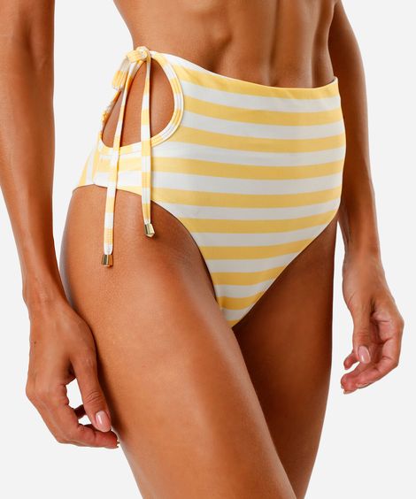 biquíni calcinha hot pant feminino com recorte listrado colorido