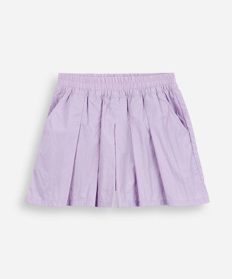 short saia infantil de poliamida com pregas lilás