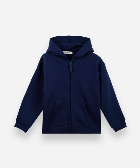 blusão de moletom infantil com capuz azul