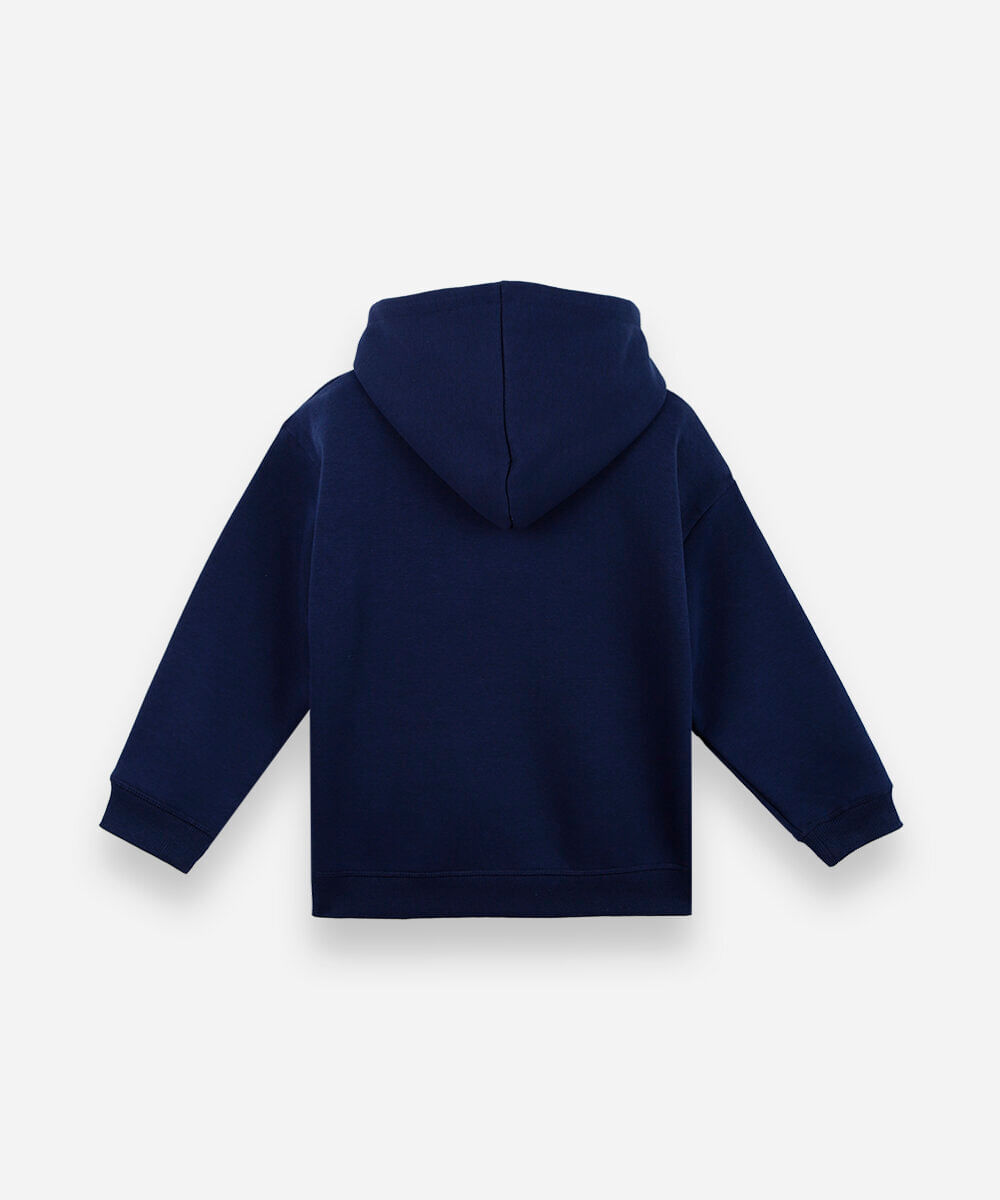 blusão de moletom infantil com capuz azul