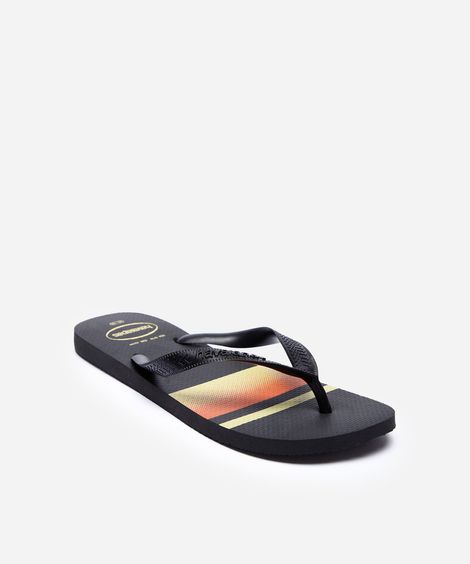 chinelo havaianas com listras preto