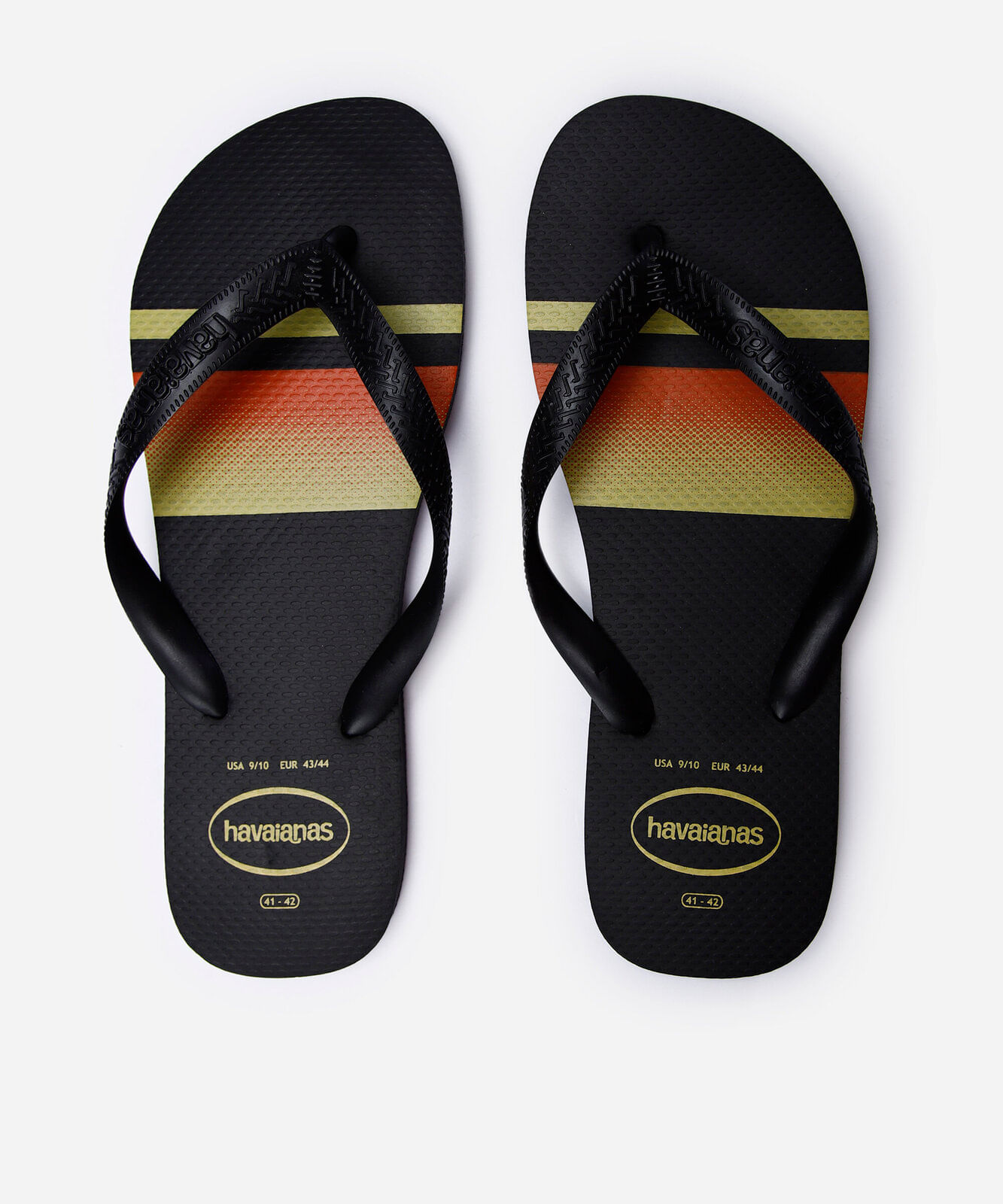 chinelo havaianas com listras preto