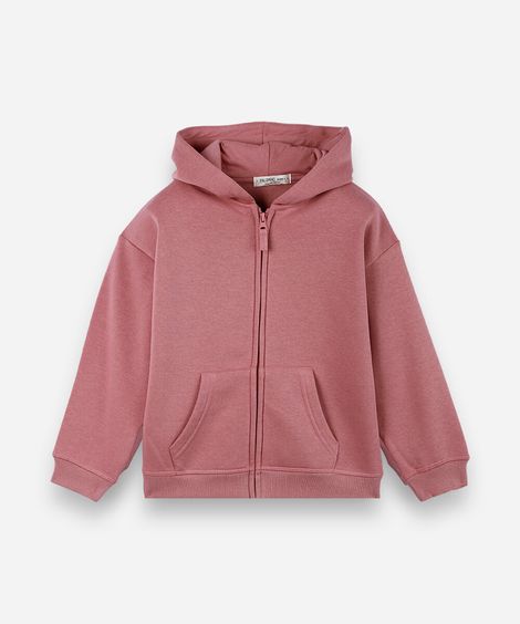 blusão de moletom infantil com capuz rosa