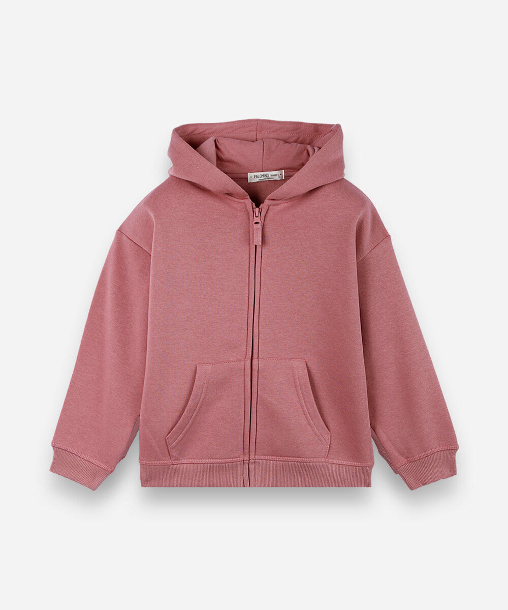 blusão de moletom infantil com capuz rosa