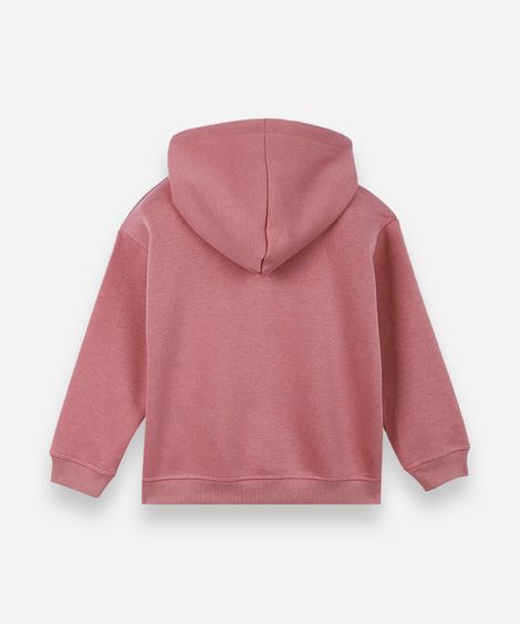 blusão de moletom infantil com capuz rosa