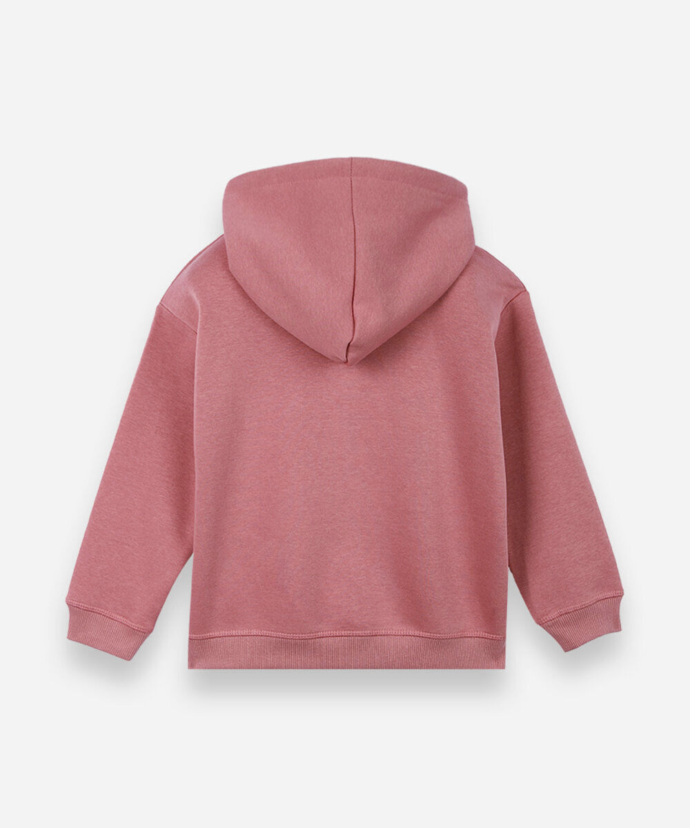 blusão de moletom infantil com capuz rosa