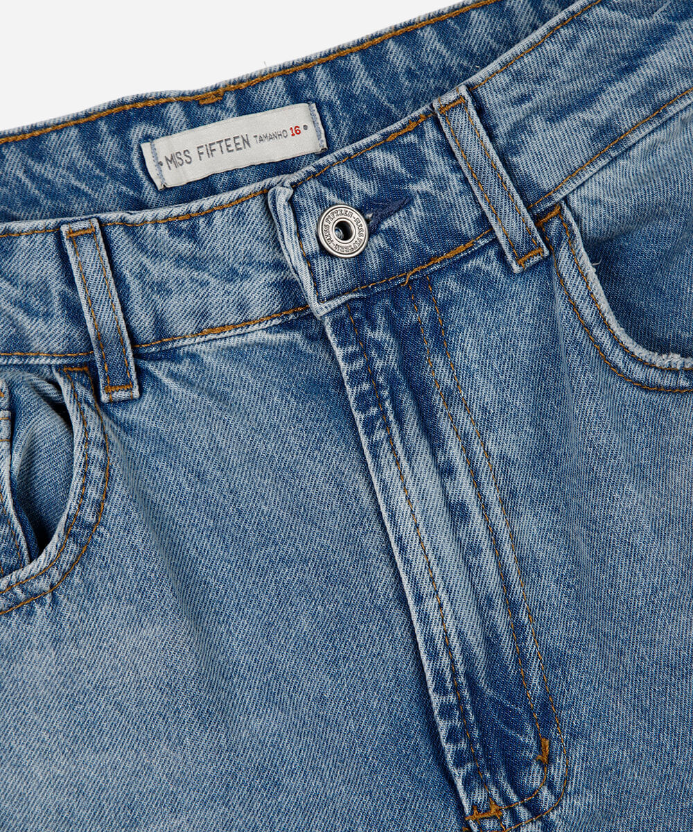 calça juvenil jeans loose azul