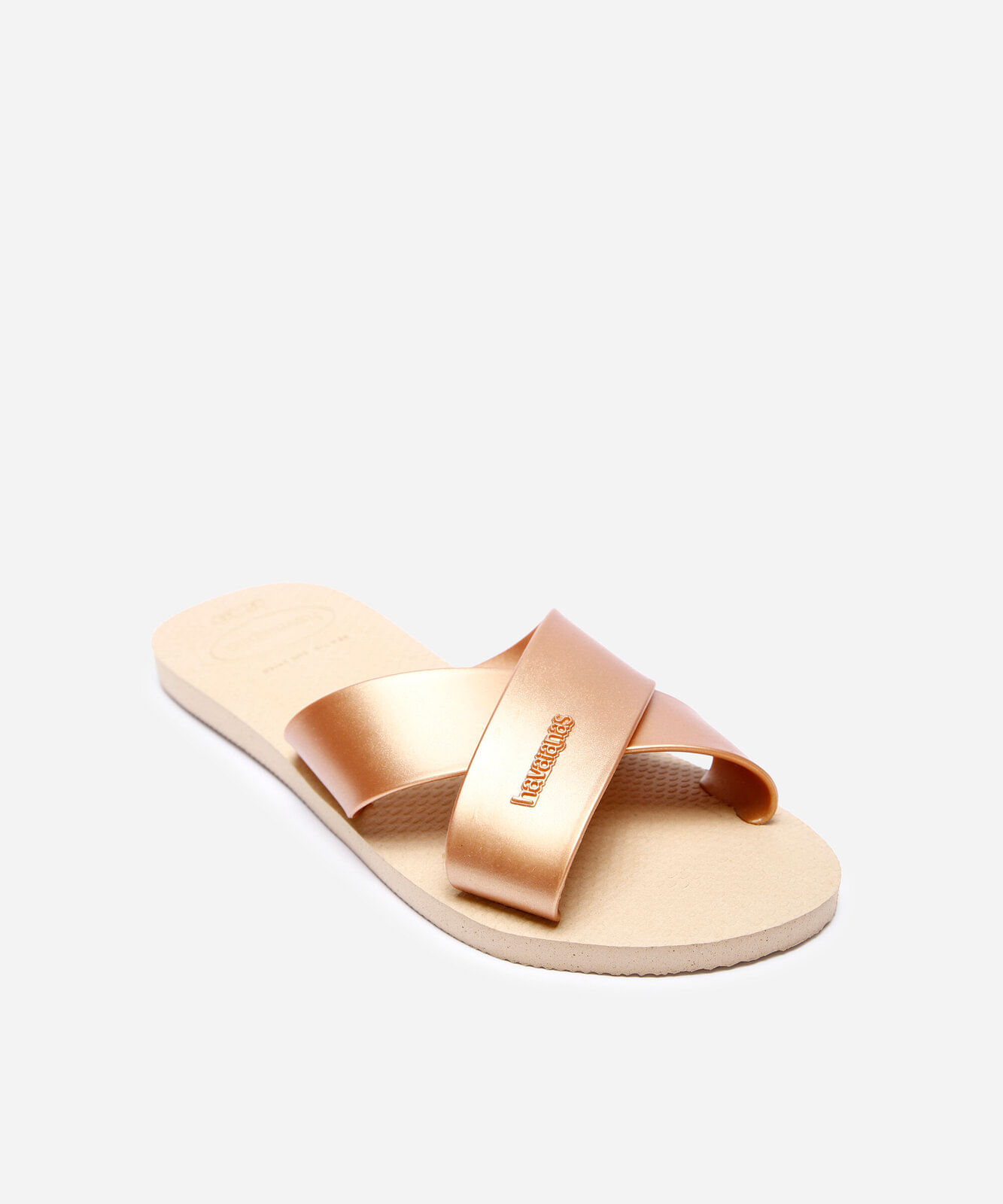 chinelo havaianas aqua tiras cruzadas dourado