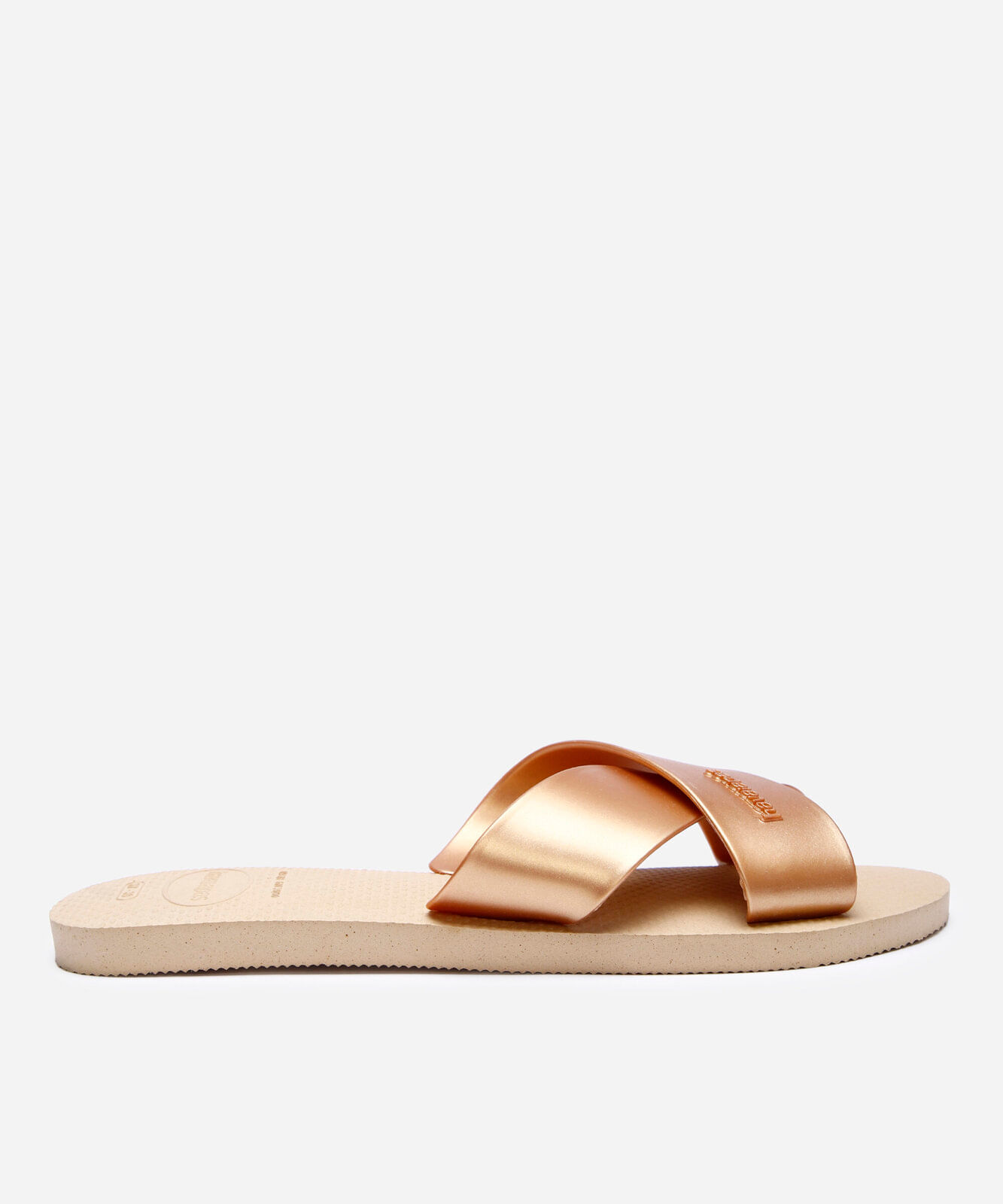 chinelo havaianas aqua tiras cruzadas dourado