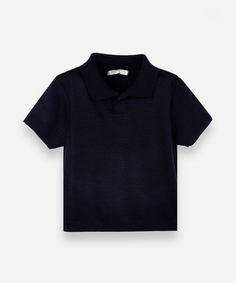polo infantil de tricot azul
