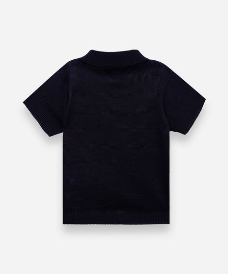polo infantil de tricot azul