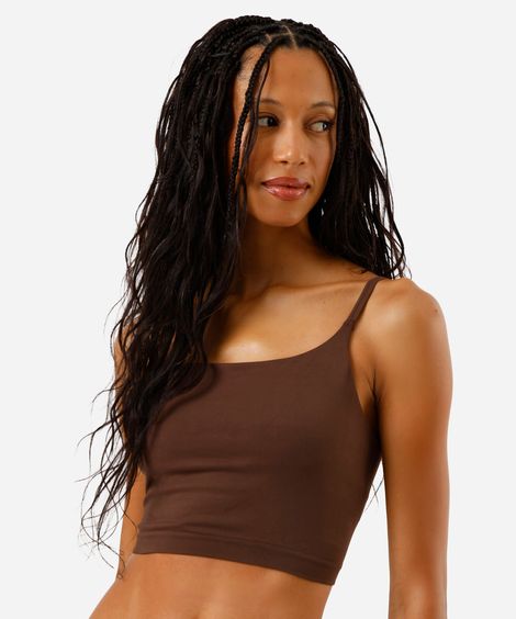 top de pijama feminino avulso sem costura marrom