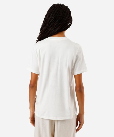 camiseta feminina de algodão bordada ostras  off white