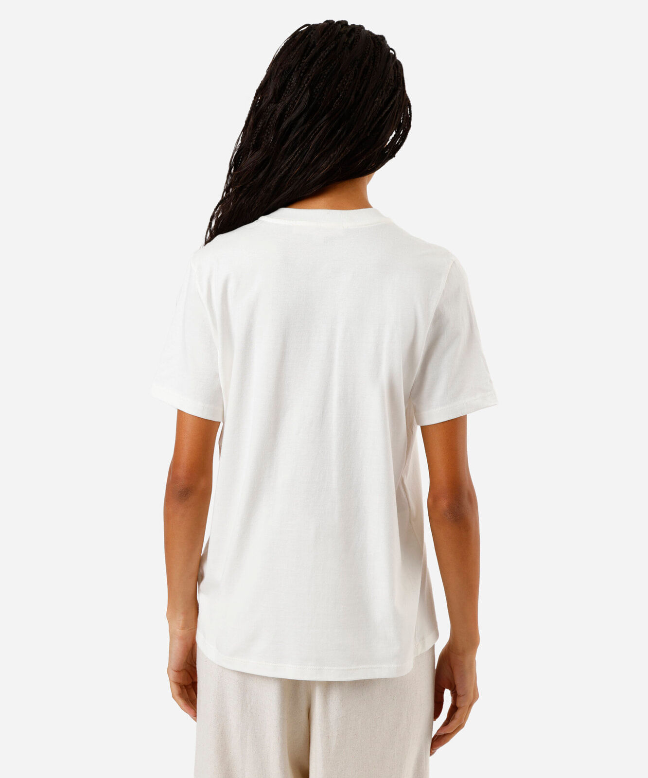 camiseta feminina de algodão bordada ostras  off white
