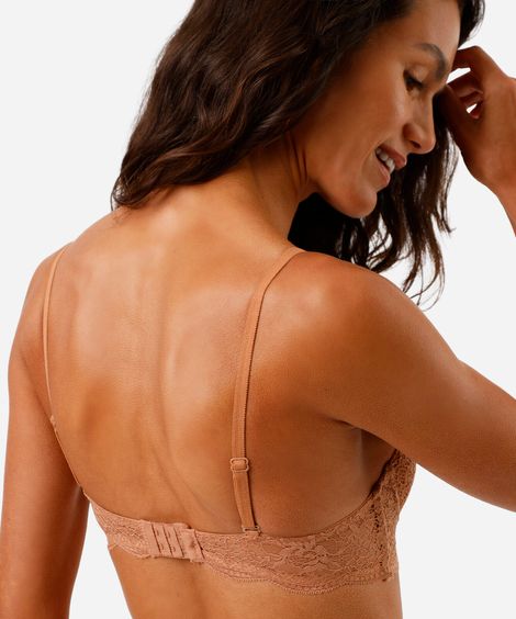 sutiã meia taça com alça removíveis e renda marrom