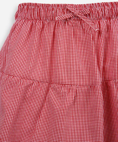 minissaia infantil com babado em vichy vermelha