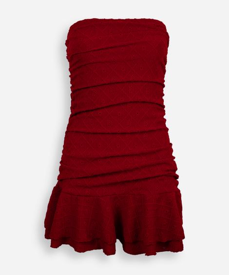 vestido juvenil com barra de babado laise vermelho