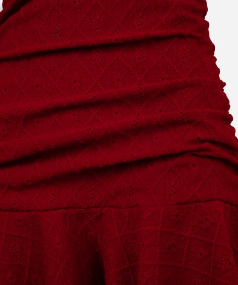 vestido juvenil com barra de babado laise vermelho