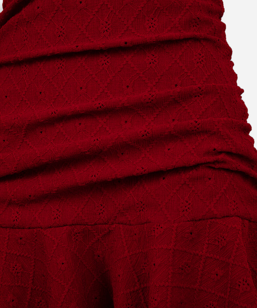 vestido juvenil com barra de babado laise vermelho