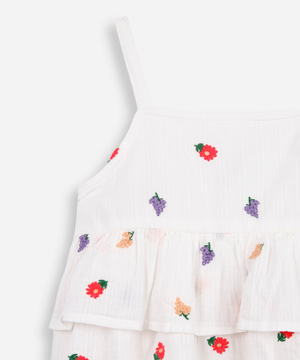 blusa infantil camadas com bordado off white