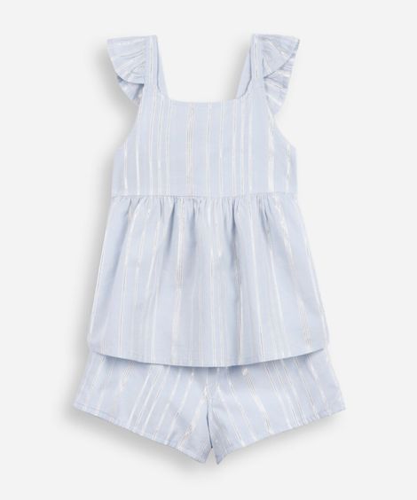 conjunto infantil curto listrado azul