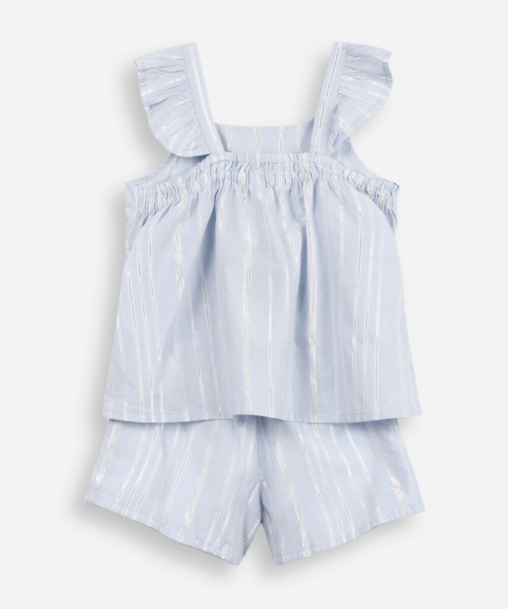 conjunto infantil curto listrado azul