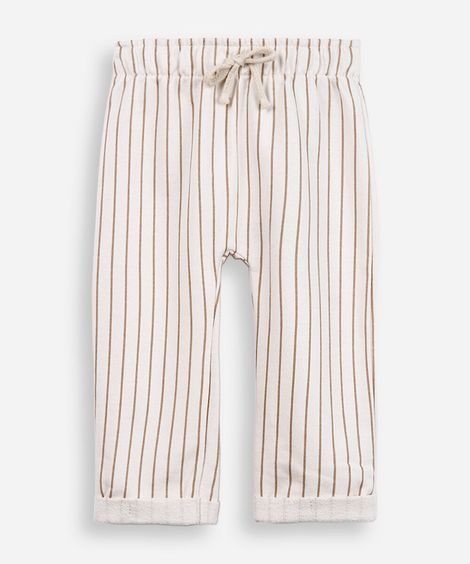 calça infantil de moletom sem felpa listrada off white