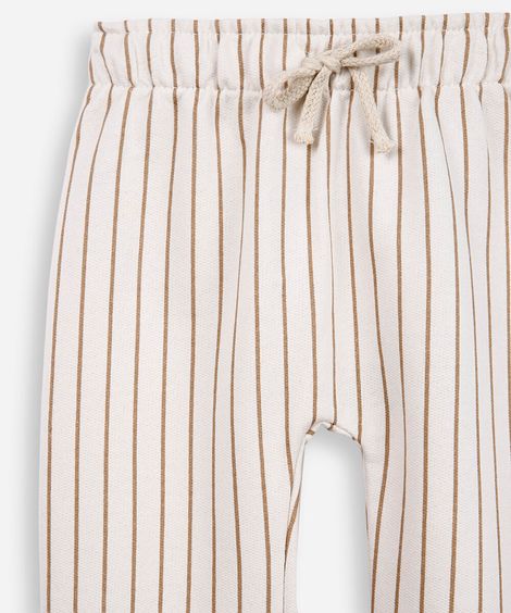 calça infantil de moletom sem felpa listrada off white