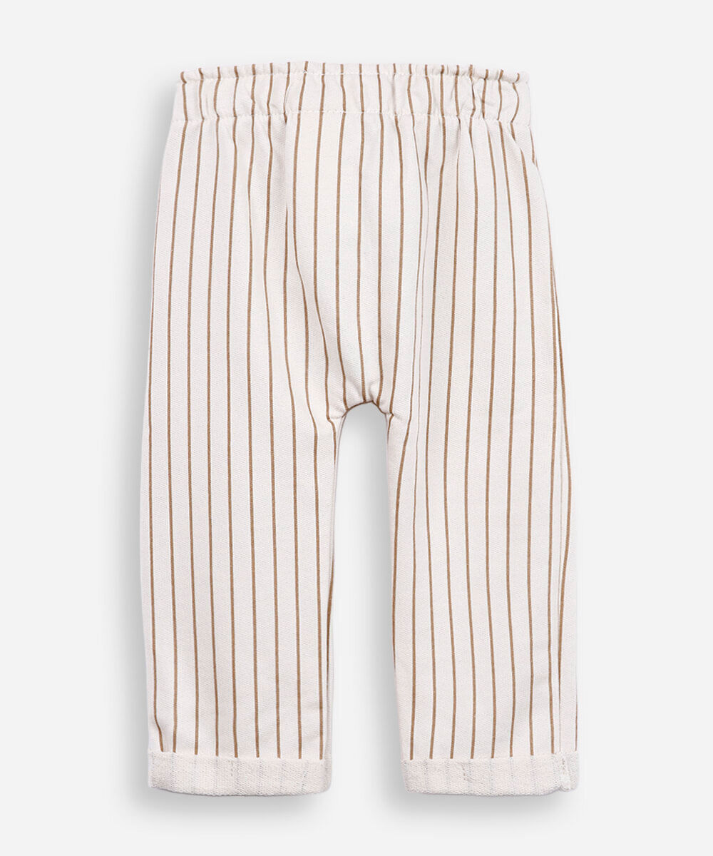 calça infantil de moletom sem felpa listrada off white