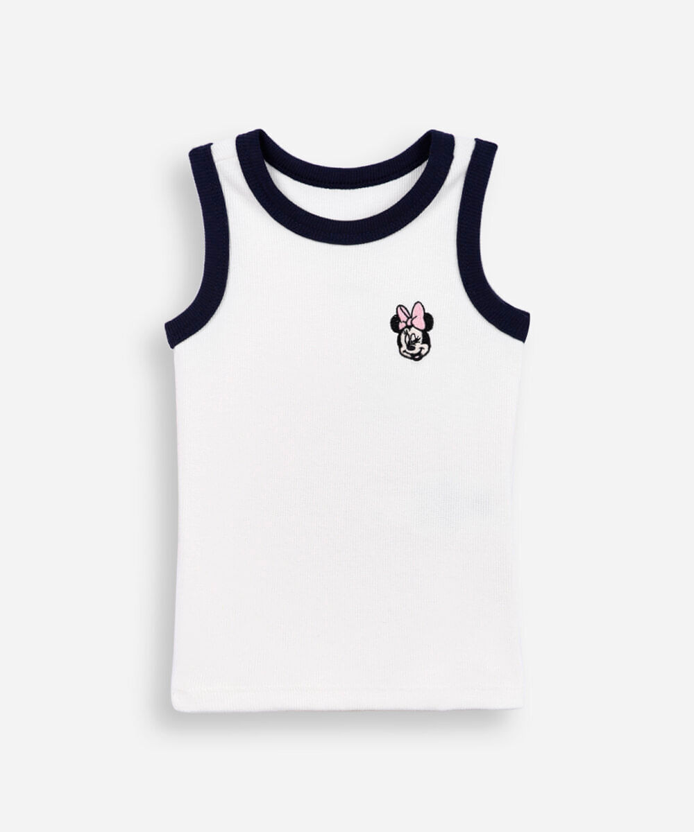 regata infantil bordada minnie off white