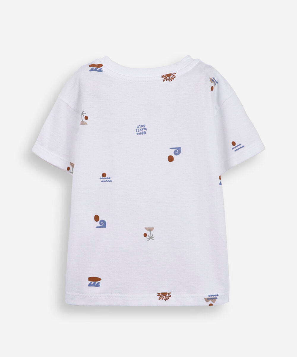 camiseta infantil de algodão estampada off white