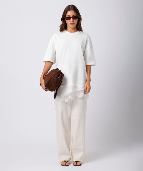 calça copenhagen petit feminina de sarja mindset off white